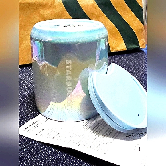 NWT, Starbucks 2023 Holiday Blue Glacier Icicle Drip Ceramic 8 oz Travel Tumbler - Picture 3 of 7